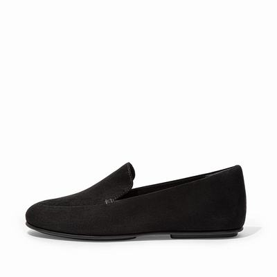 Fitflop Women's LENA Suede Flat Shoes - Black, MQ8206513